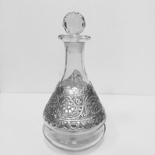 Inart Γυάλινη Καράφα Inart 29x12cm με Ασημί Μεταλλικές Λεπτομέρειες