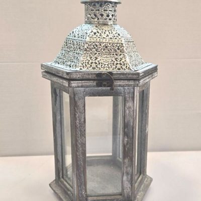Φανάρι Μεταλλικό-Ξύλινο Γκρι 53x21x24cm In Art