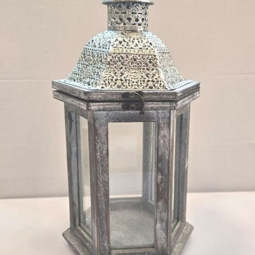 Φανάρι Μεταλλικό-Ξύλινο Γκρι 53x21x24cm In Art