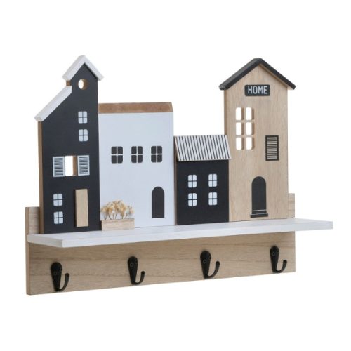 Κρεμάστρα Ξύλινη Natural/Μαύρη 40x9x28εκ