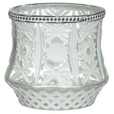 INART 3-70-912-0202 Κηροπήγιο Γυάλινο Λευκό 11x10cm