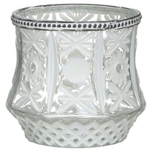 INART 3-70-912-0202 Κηροπήγιο Γυάλινο Λευκό 11x10cm