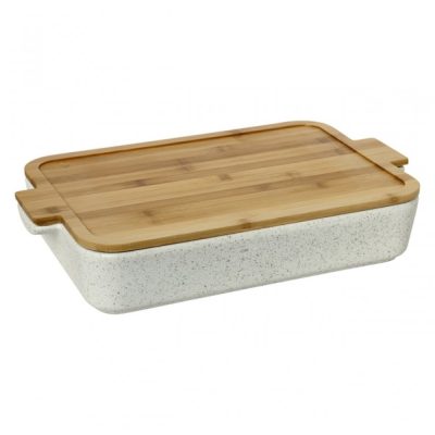 Cryspo Trio Πυρίμαχο Σκεύος Stoneware με Καπάκι Bamboo Plade 43x28cm