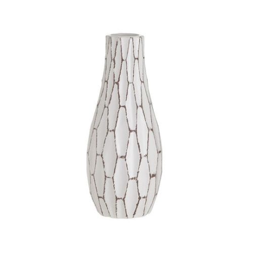 Διακοσμητικό Βάζο Κεραμικό Λευκό Φ10xΥ24cm