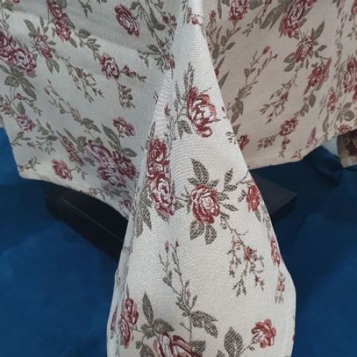 Τραπεζοκαρέ με Ροζ Τριανταφυλλάκια Κλασικό Ρομαντικό 140x140cm