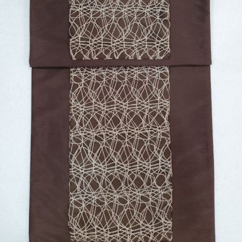 Ράνερ Τραπεζιού Καφέ-Μπεζ με Κέντημα 40x166cm