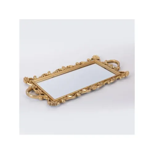 ESTHETI Δίσκος με Καθρέφτη Πλαστικός Χρυσός 48x23cm 752-16109