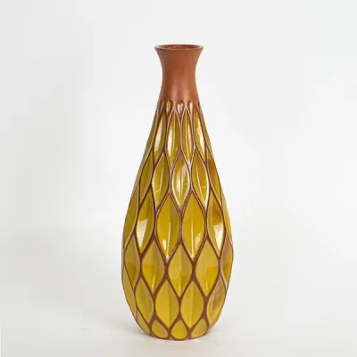 ESTHETI Βάζο Κεραμικό Terracotta-Κίτρινο 14,5x37cm 752-20225