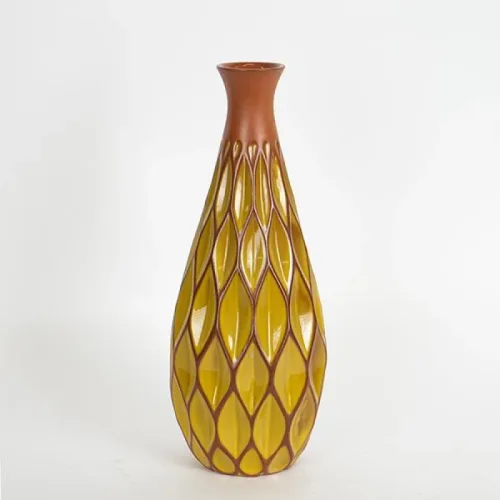 ESTHETI Βάζο Κεραμικό Terracotta-Κίτρινο 14,5x37cm 752-20225