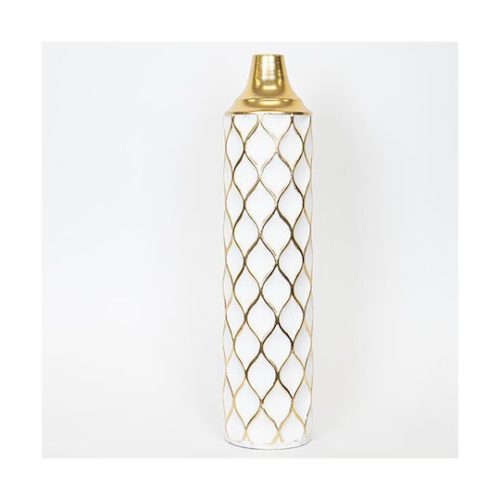 Μεταλλικό Βάζο Δαπέδου Χρυσό / Λευκό 60cm