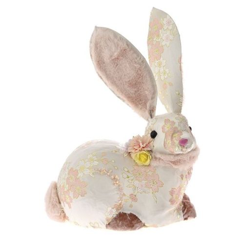 Υφασμάτινος Λαγός Καθιστός με Λουλουδάκια