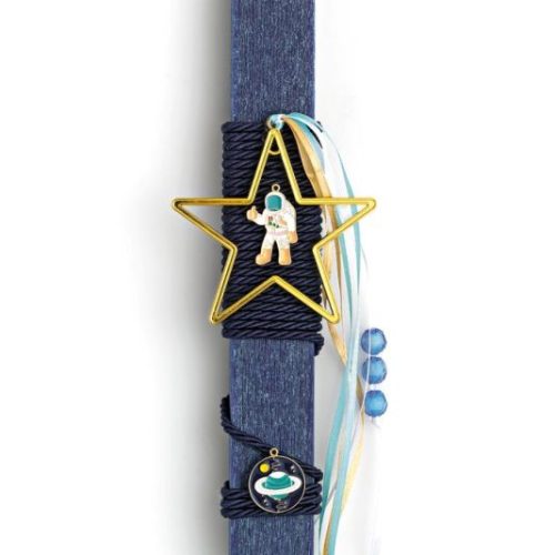 Πασχαλινή λαμπάδα με χρυσό αστέρι και αστροναύτη