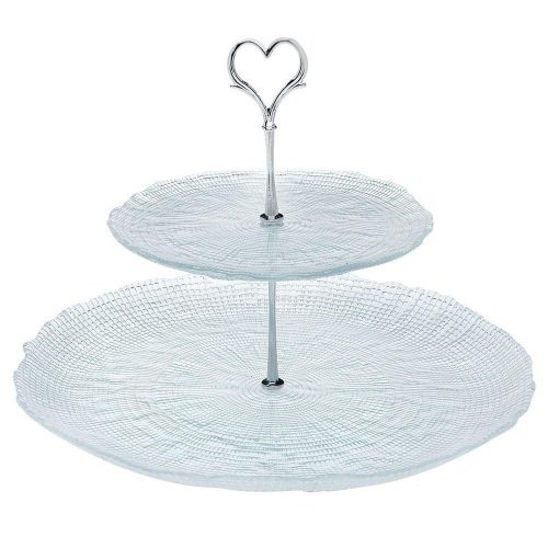 Cryspo Trio Γυάλινη Εταζέρα 2 Ορόφων Διάφανη