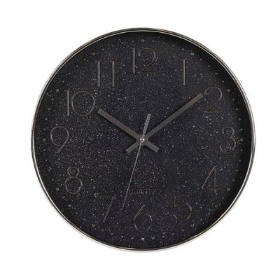 Ρολόι Τοίχου Πλαστικό Μαύρο – Χρυσό 30×30×4,5 cm