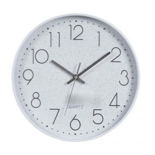 Ρολόι Τοίχου Πλαστικό Λευκό-Ασημί 30×30×4,5 cm