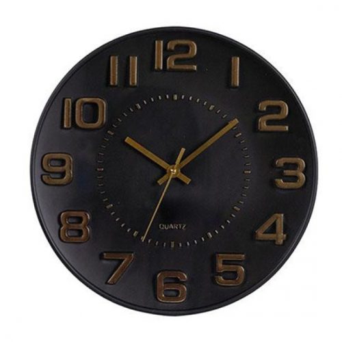 Ρολόι Τοίχου Πλαστικό Μαύρο-Χρυσό 30 εκ