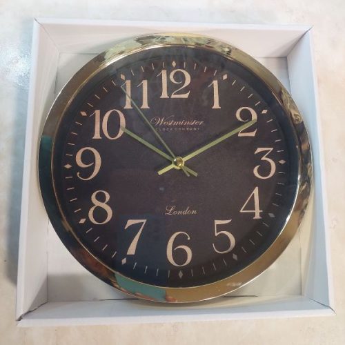 Ρολόι Τοίχου Πλαστικό Μαύρο 22×3.8 cm