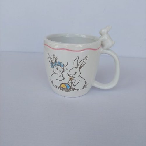 ΚΟΥΠΑ ΠΑΣΧΑΛΙΝΗ ΜΕ ΛΑΓΟΥΣ ΚΕΡΑΜΙΚΗ ΛΕΥΚΗ 12x16.2cm Κωδικός 818-00017