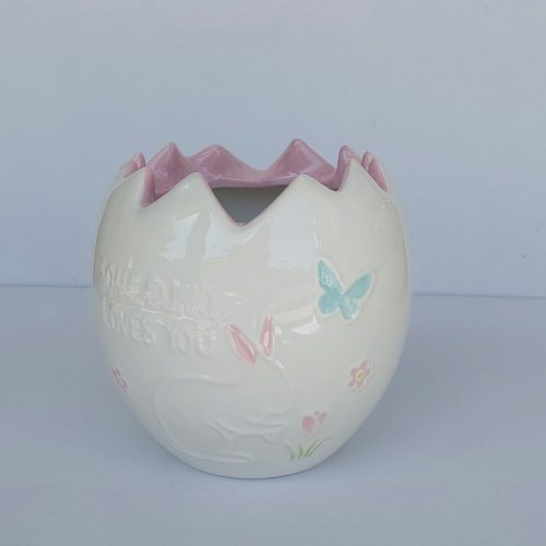 Διακοσμητικό Πασχαλινό Βάζο Κεραμικό με Λαγό