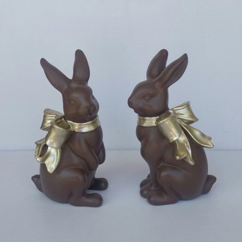 Πασχαλινός Λαγός Διακοσμητικός Πολυρεζίνης με Χρυσές Λεπτομέρειες