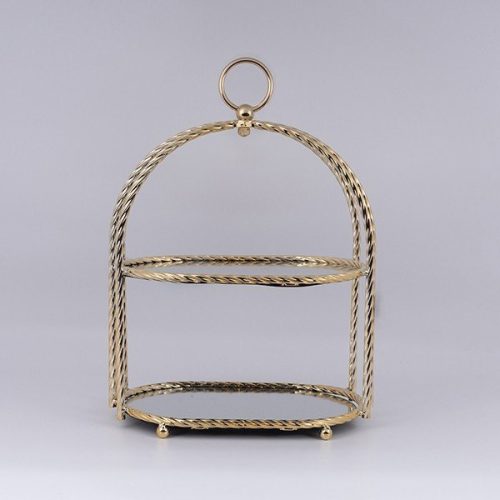 Διακοσμητική Εταζέρα Μεταλλική με Καθρέφτη Χρυσή 22x32x45cm