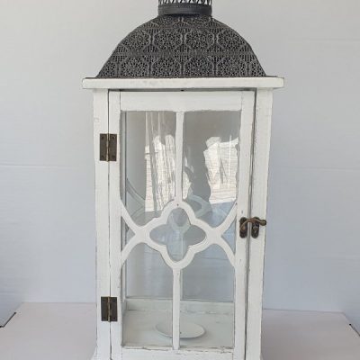ESTHETI Ξύλινο - Μεταλλικό Φανάρι Λευκό - Γκρι 24x24x64cm