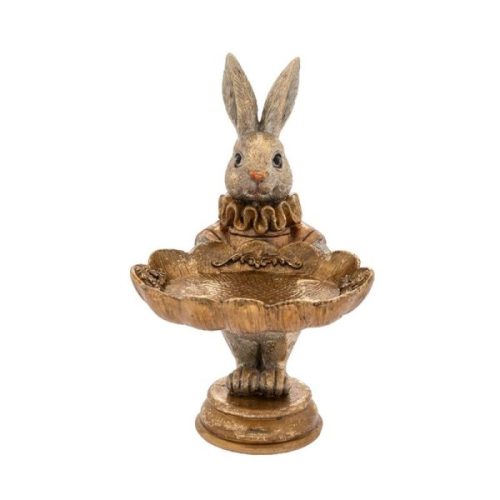 Πασχαλινό Διακοσμητικό Λαγός Αντικέ με Πιατέλα Πολυρεζίνης 15εκ