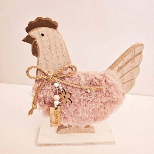 Ξύλινο Διακοσμητικό Κοτοπουλάκι με Γούνα 18x5x21cm – Κωδικός 92797