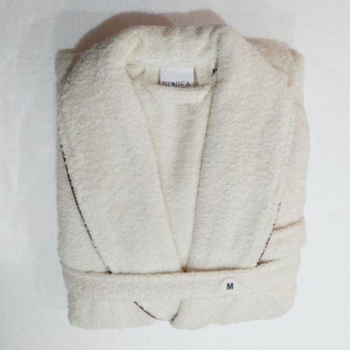 Μπουρνούζι Βαμβακερό Εκρου Borea με Σμόκιν Γιακά Extra Large