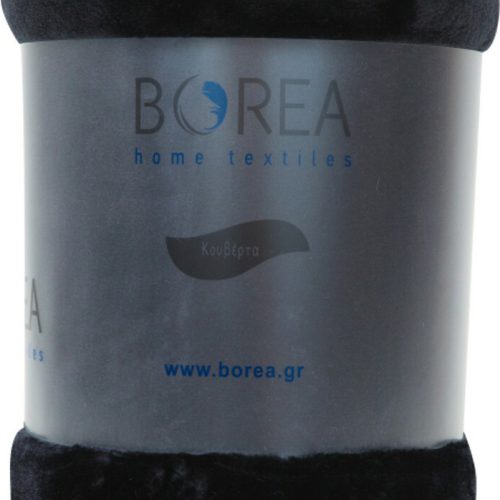 Borea K-4 Κουβέρτα Βελουτέ Μονή 150x220εκ. Μαύρη