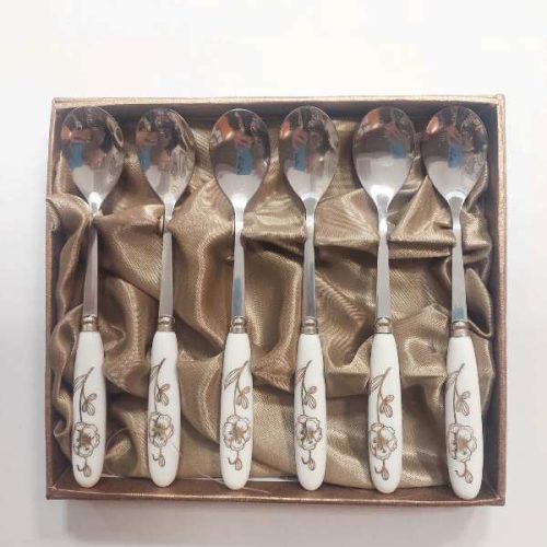 Σετ 6 Κουταλάκια Τσαγιού ή Γλυκού με Λαβές Πορσελάνης