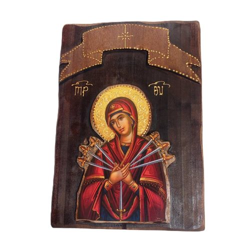 Ξύλινη Εκκλησιαστική Εικόνα Παναγίας 30x21cm