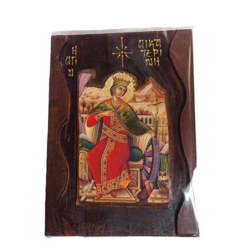 Ξύλινη Εκκλησιαστική Εικόνα Αγία Αικατερίνη 22x16cm