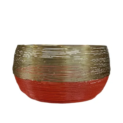 Καλάθι Μεταλλικό Κοραλί-Χρυσό 33x20cm
