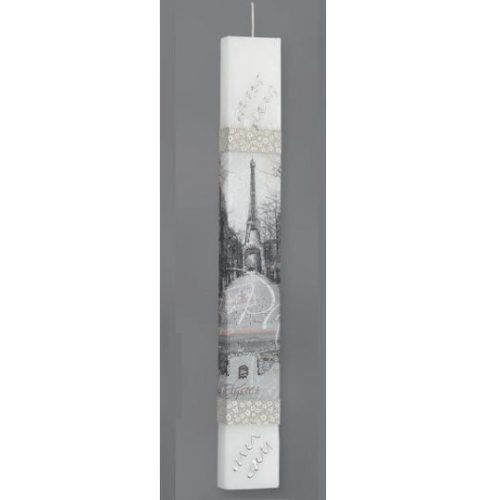 Λαμπάδα Λευκή Πλακέ «Παρίσι» M9140 29cm