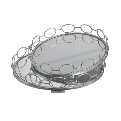 Δίσκος Διακοσμητικός με Αλυσίδα Ασημί Φ42x7cm Inart