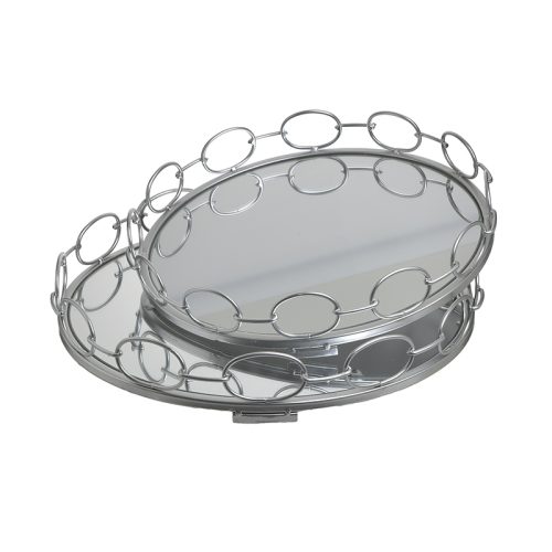 Δίσκος Διακοσμητικός με Αλυσίδα Ασημί Φ42x7cm Inart