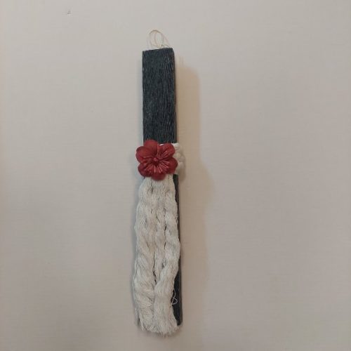 Πασχαλινή Λαμπάδα Μαύρη με Κόκκινο Λουλούδι και Κρόσσι